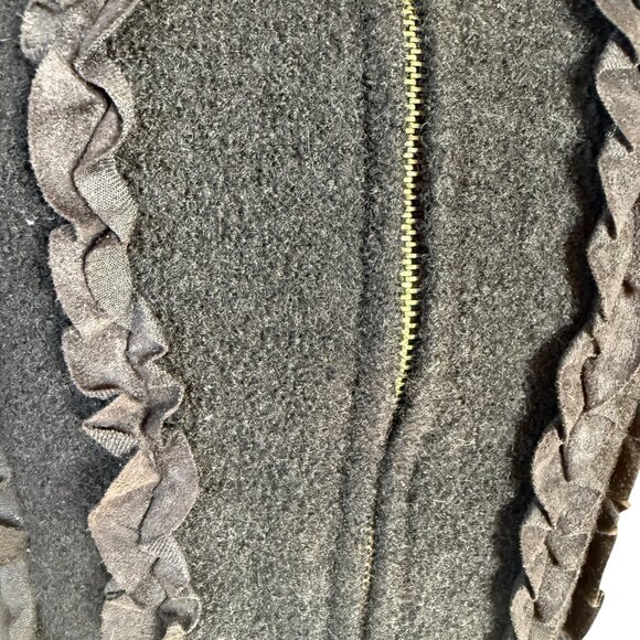 Coldwater Creek black sleeveless mock neck ruffle zip up wool sweater vest M - Picture 6 of 9